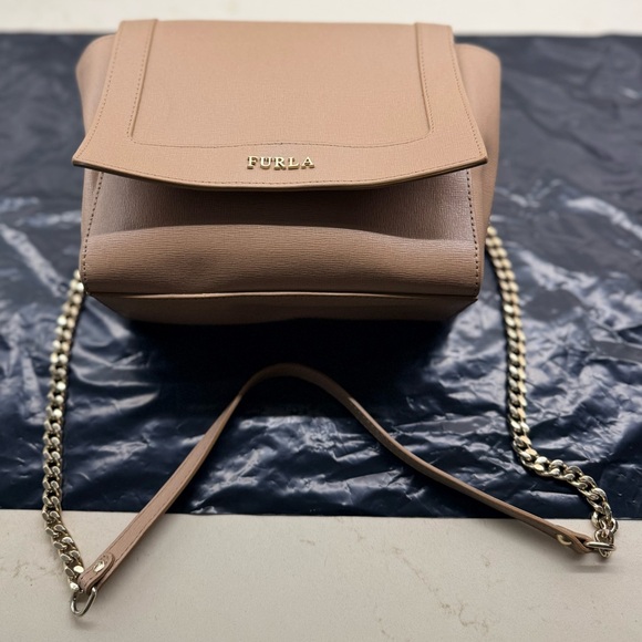 Furla Handbags - Furla Ginevra Mini Crossbody Genuine Leather Beige Shoulder Bag